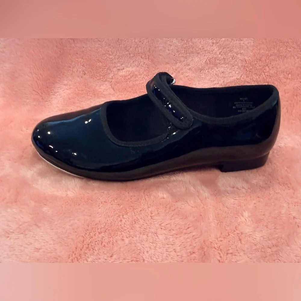 Dance Class Black Tap glossy Shoes Girls Size 1 – Tap Plates performance jazz